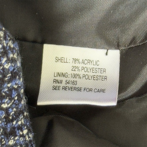 Calvin Klein Tweed Collar Blazer Women's 10 Blue Black Career Office Jacket - Picture 2 of 5